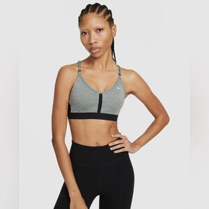 Nike Women’s Indy V-Neck Dri-FIT Sports Bra Light Support Gray Black Size M